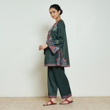 Kashmira Woollen Coord Set - Forest Green