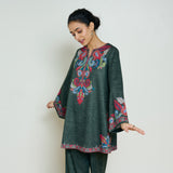 Kashmira Woollen Kurta - Forest Green