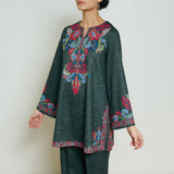 Kashmira Woollen Coord Set - Forest Green