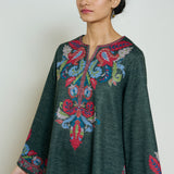 Kashmira Woollen Kurta - Forest Green