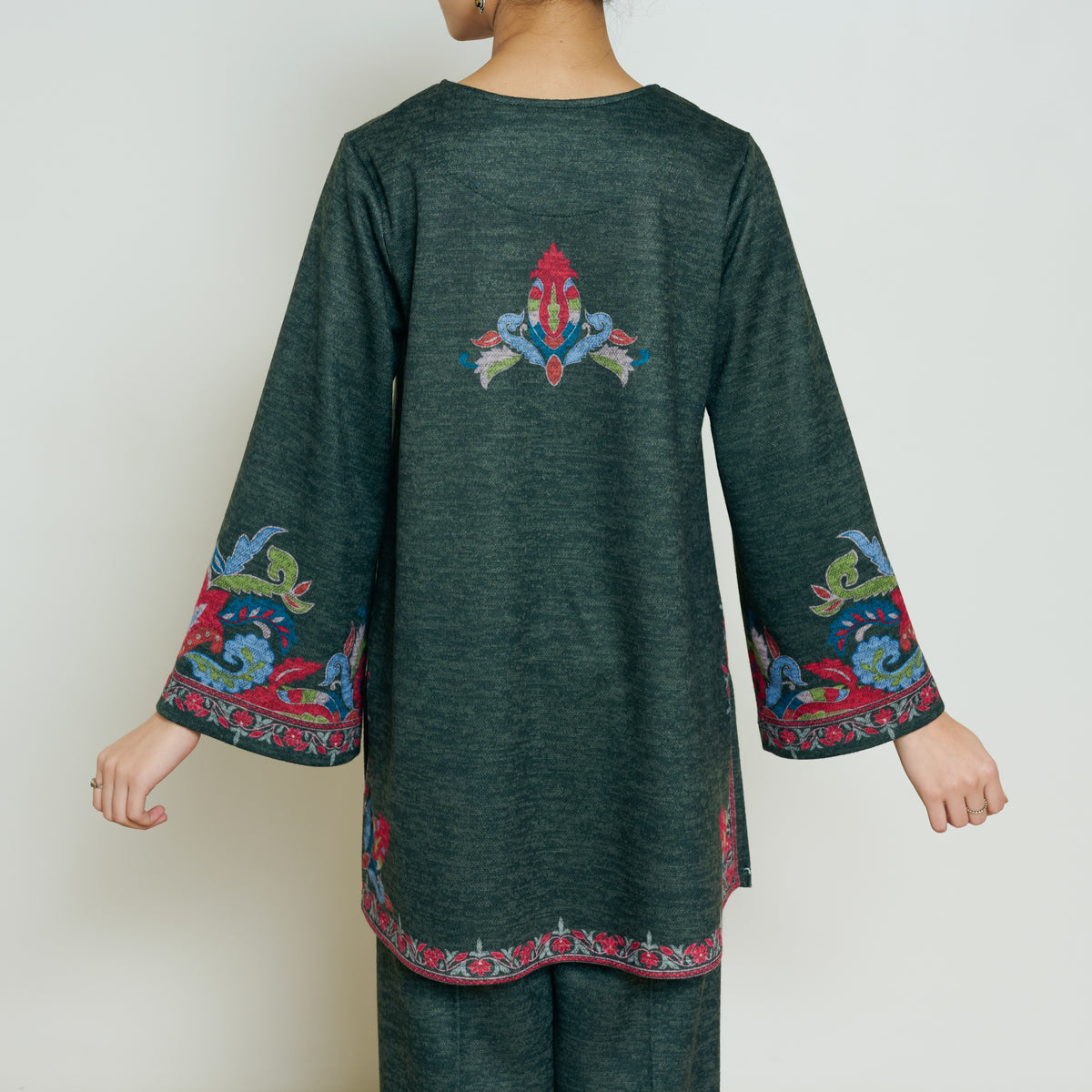 Kashmira Woollen Kurta - Forest Green