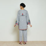 Kashmira Woollen Coord Set - Snow Grey