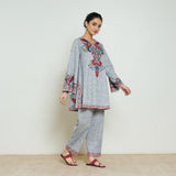 Kashmira Woollen Coord Set - Snow Grey