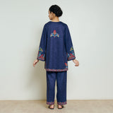 Kashmira Woollen Coord Set - Navy Blue