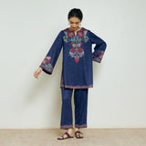 Kashmira Woollen Kurta - Navy Blue