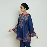 Kashmira Woollen Coord Set - Navy Blue