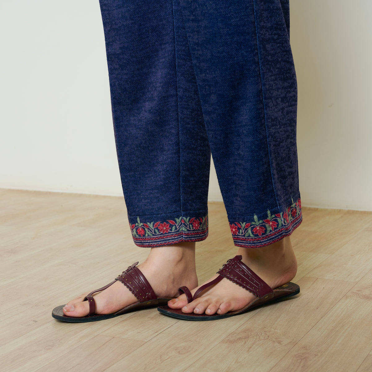 Kashmira Woollen Coord Set - Navy Blue