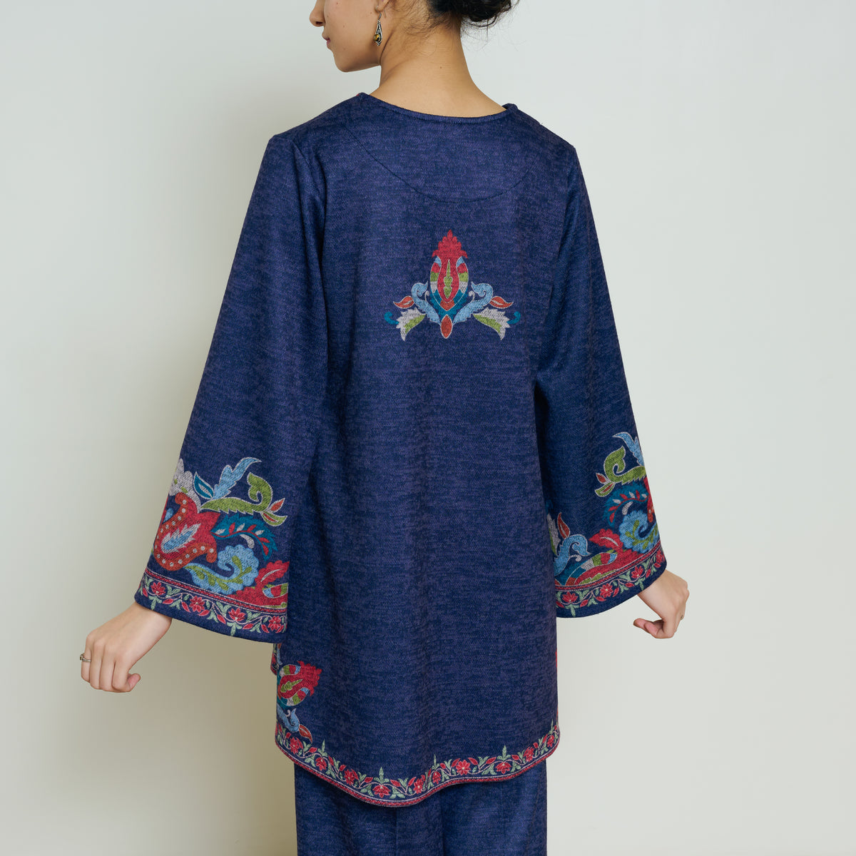 Kashmira Woollen Coord Set - Navy Blue