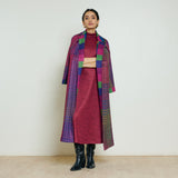 Bold Patch Woollen Overcoat - Multicolour