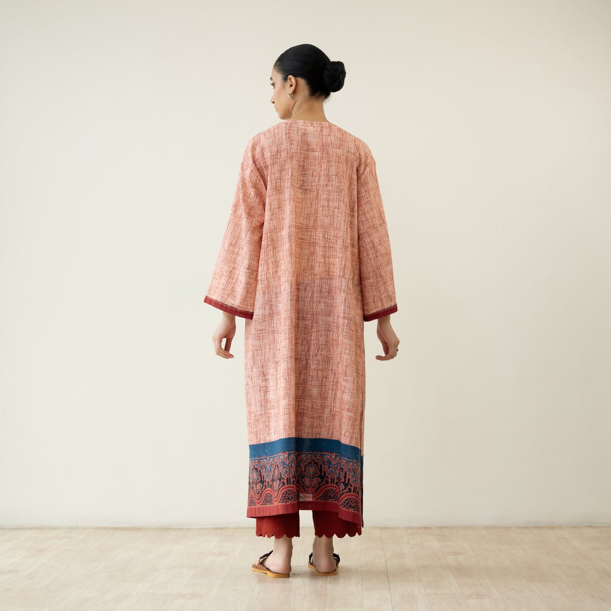 Rozana Slub Cotton Kurta - Beige