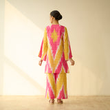 Malti Slub Cotton Coord Set - Turmeric & Candy Pink