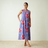 Amara Slub Cotton Sleeveless Dress - Blue