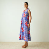 Amara Slub Cotton Sleeveless Dress - Blue