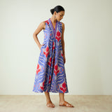 Amara Slub Cotton Sleeveless Dress - Blue