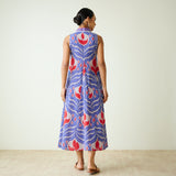 Amara Slub Cotton Sleeveless Dress - Blue