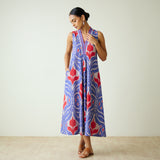 Amara Slub Cotton Sleeveless Dress - Blue