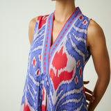 Amara Slub Cotton Sleeveless Dress - Blue