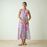 Amara Slub Cotton Sleeveless Dress - Grey