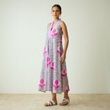 Amara Slub Cotton Sleeveless Dress - Grey