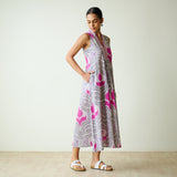 Amara Slub Cotton Sleeveless Dress - Grey