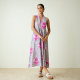 Amara Slub Cotton Sleeveless Dress - Grey