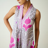 Amara Slub Cotton Sleeveless Dress - Grey