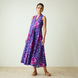 Amara Slub Cotton Sleeveless Dress - Violet