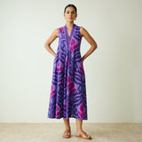 Amara Slub Cotton Sleeveless Dress - Violet