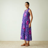 Amara Slub Cotton Sleeveless Dress - Violet