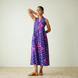 Amara Slub Cotton Sleeveless Dress - Violet