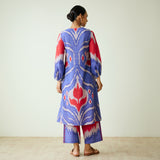 Viola Hand Embroidered Slub Cotton Kurta Set - Blue