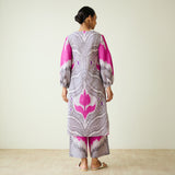 Viola Hand Embroidered Slub Cotton Kurta Set - Grey