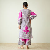 Viola Hand Embroidered Slub Cotton Kurta Set - Grey