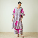 Viola Hand Embroidered Slub Cotton Kurta Set - Grey