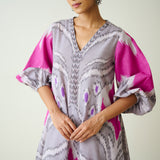 Viola Hand Embroidered Slub Cotton Kurta Set - Grey