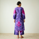 Viola Hand Embroidered Slub Cotton Kurta Set - Violet