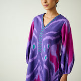 Viola Hand Embroidered Slub Cotton Kurta Set - Violet