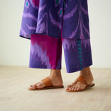 Viola Hand Embroidered Slub Cotton Kurta Set - Violet