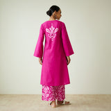 Resha Slub Cotton Kurta Set with Mukaish Work - Pink