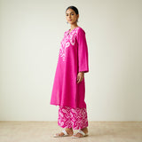 Resha Slub Cotton Kurta Set with Mukaish Work - Pink