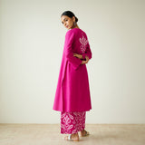 Resha Slub Cotton Kurta Set with Mukaish Work - Pink