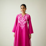 Resha Slub Cotton Kurta Set with Mukaish Work - Pink