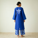 Resha Slub Cotton Kurta Set with Mukaish Work - Royal Blue