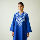 Resha Slub Cotton Kurta Set with Mukaish Work - Royal Blue