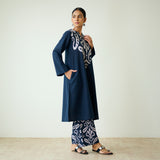 Resha Slub Cotton Kurta Set with Mukaish Work - Charcoal