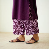 Resha Slub Cotton Kurta Set with Mukaish Work - Violet