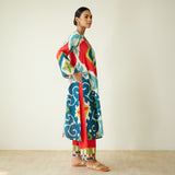 Aurora Slub Cotton Kurta Set with Gota Detailing - Multicolour