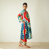 Aurora Slub Cotton Kurta Set with Gota Detailing - Multicolour