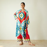 Aurora Slub Cotton Kurta Set with Gota Detailing - Multicolour