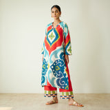 Aurora Slub Cotton Kurta Set with Gota Detailing - Multicolour